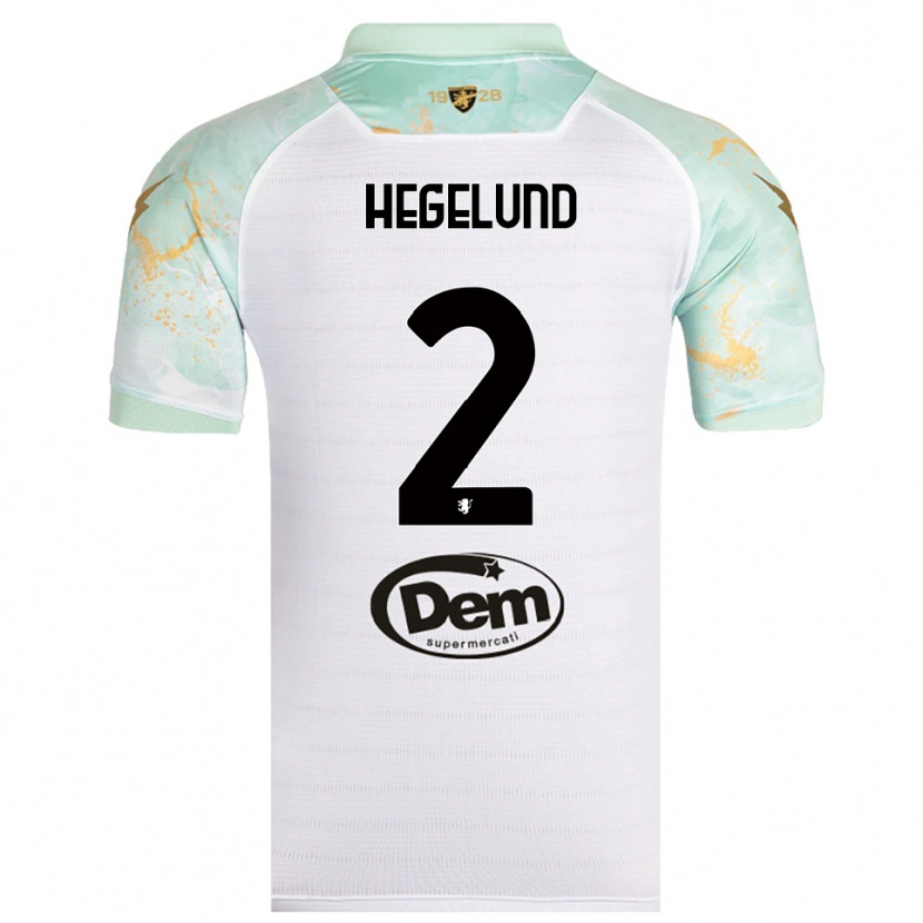 Danxen Bambino Maglia Victor Hegelund #2 Bianco Nero Kit Gara Away 2025/26 Maglietta