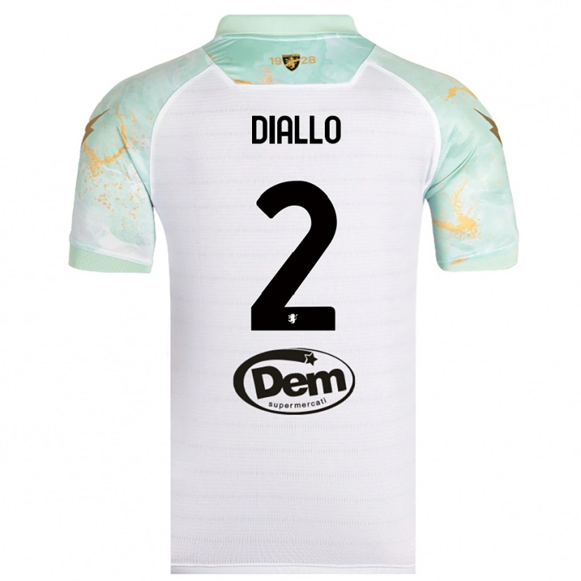 Danxen Bambino Maglia Abdoul Diallo #2 Bianco Nero Kit Gara Away 2025/26 Maglietta