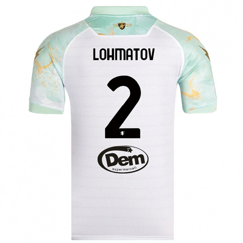 Danxen Bambino Maglia Aleksandr Lohmatov #2 Bianco Nero Kit Gara Away 2025/26 Maglietta