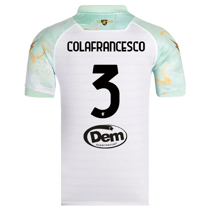 Danxen Bambino Maglia Filippo Colafrancesco #3 Bianco Nero Kit Gara Away 2025/26 Maglietta