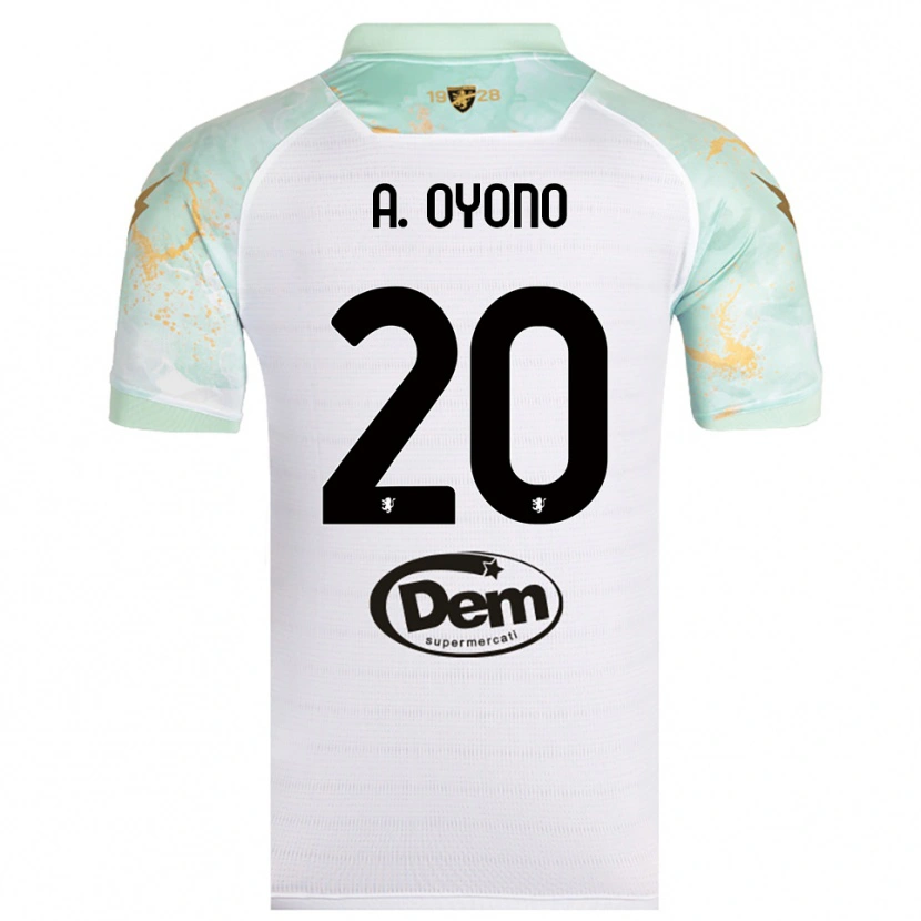 Danxen Bambino Maglia Anthony Oyono #20 Bianco Nero Kit Gara Away 2025/26 Maglietta