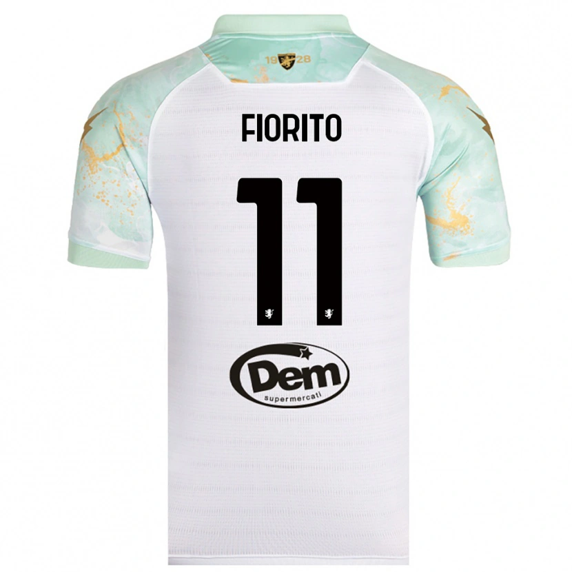 Danxen Bambino Maglia Loris Fiorito #11 Bianco Nero Kit Gara Away 2025/26 Maglietta