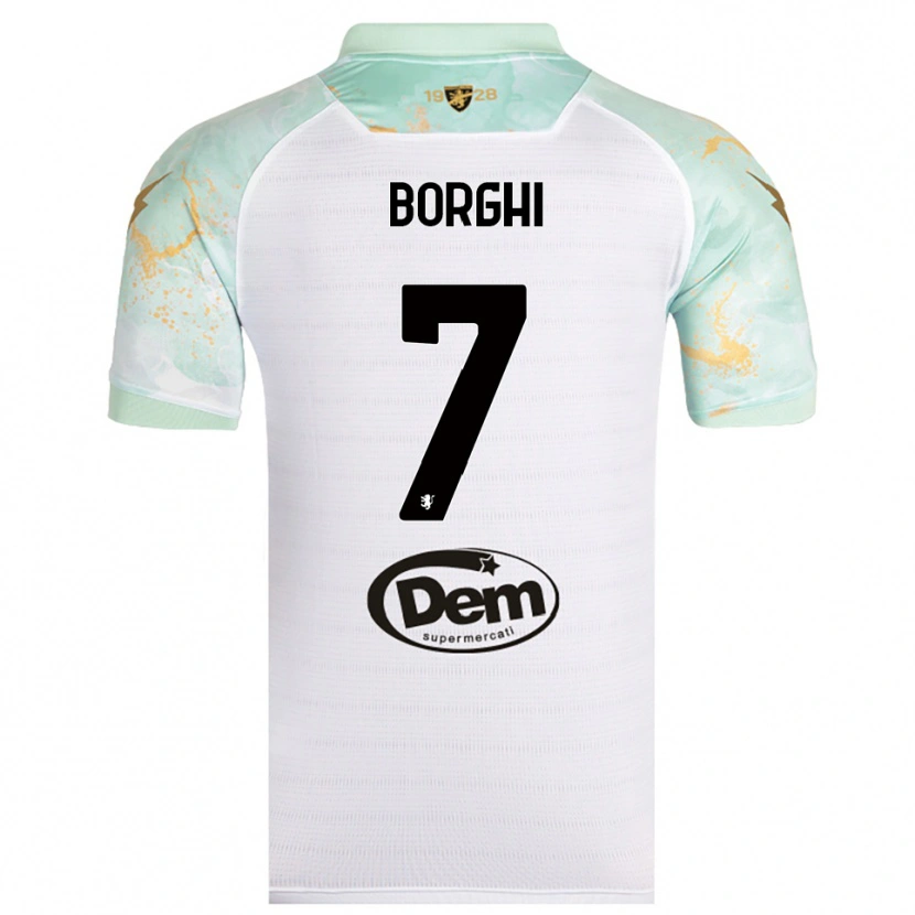 Danxen Bambino Maglia Giordano Borghi #7 Bianco Nero Kit Gara Away 2025/26 Maglietta