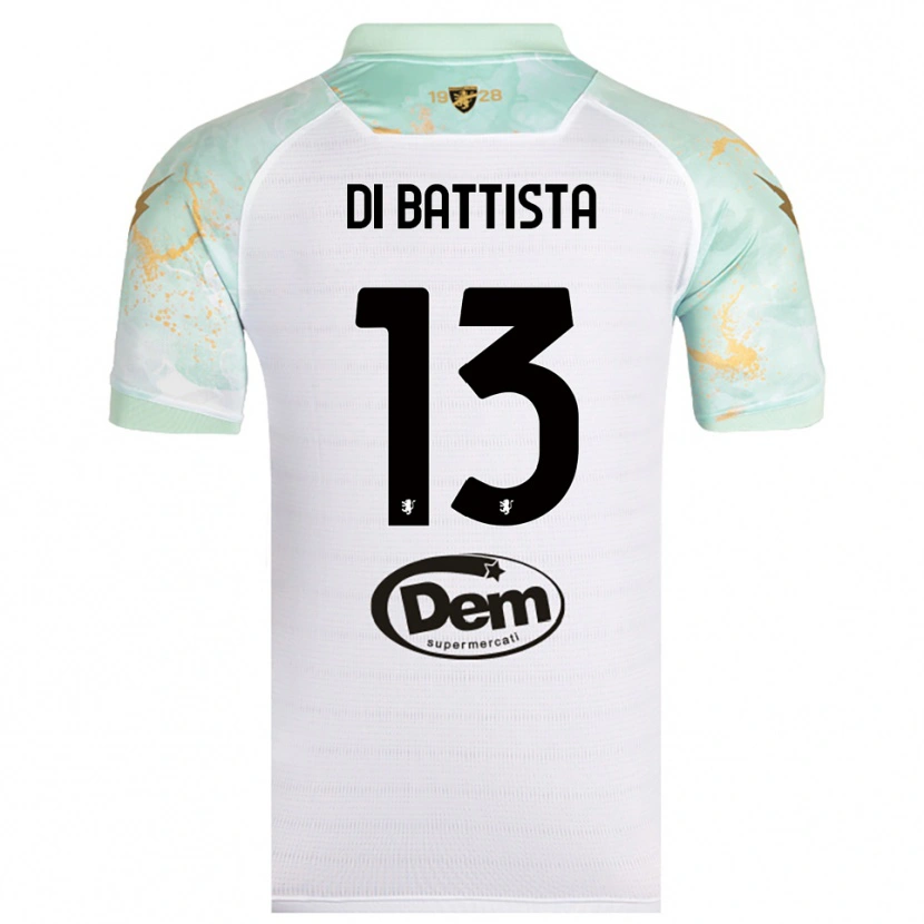 Danxen Bambino Maglia Cristiano Di Battista #13 Bianco Nero Kit Gara Away 2025/26 Maglietta