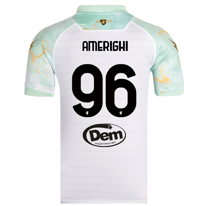 Danxen Bambino Maglia Igor Amerighi #96 Bianco Nero Kit Gara Away 2025/26 Maglietta