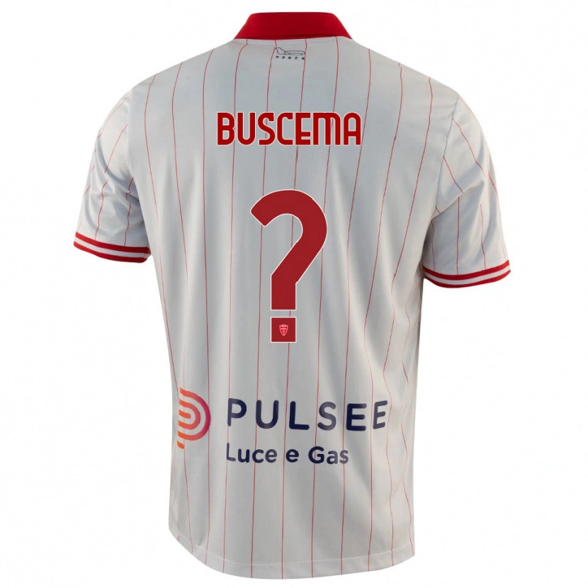 Danxen Bambino Maglia Rosario Buscema #0 Bianco Rosso Blu Kit Gara Away 2025/26 Maglietta