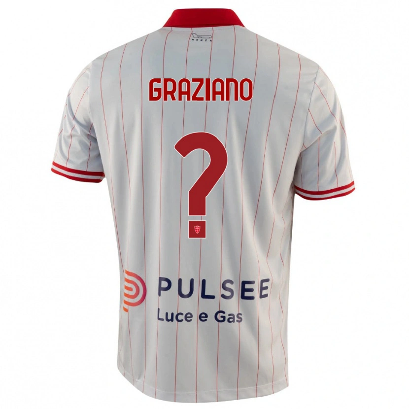 Danxen Bambino Maglia Aldo Graziano #0 Bianco Rosso Blu Kit Gara Away 2025/26 Maglietta