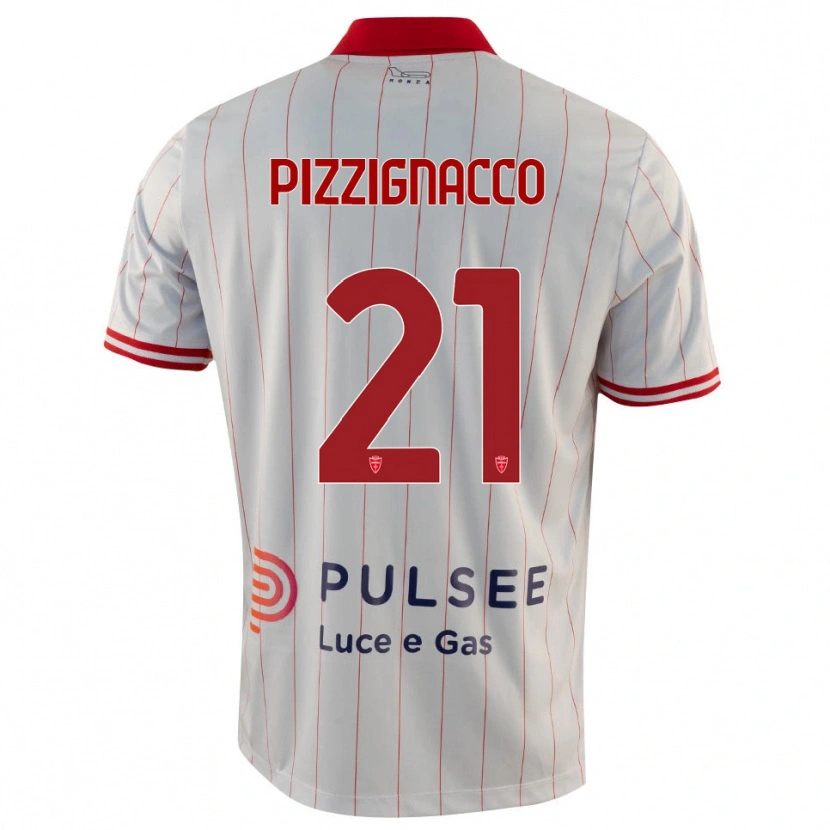 Danxen Bambino Maglia Semuel Pizzignacco #21 Bianco Rosso Blu Kit Gara Away 2025/26 Maglietta