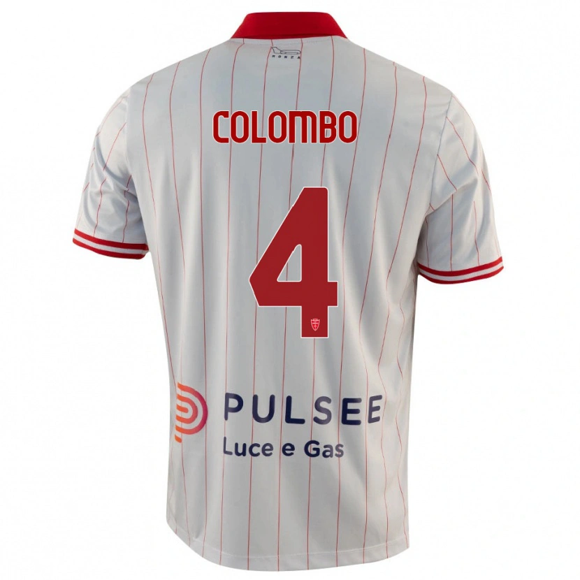 Danxen Bambino Maglia Leonardo Colombo #4 Bianco Rosso Blu Kit Gara Away 2025/26 Maglietta