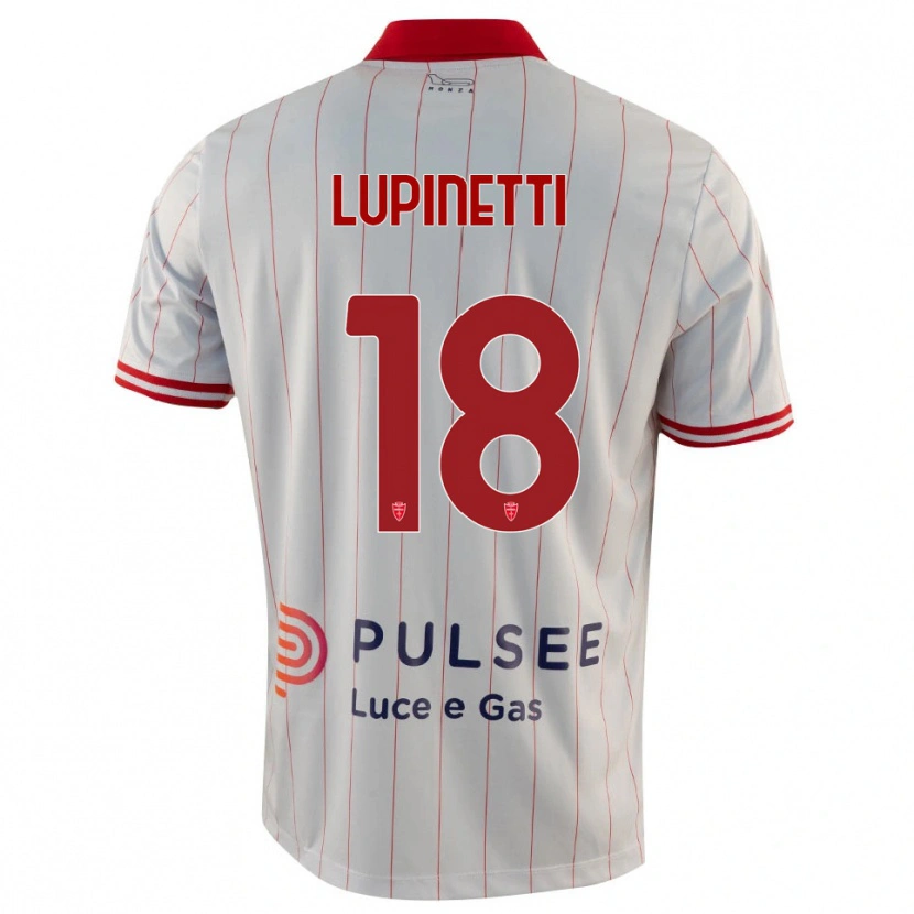 Danxen Bambino Maglia Tommaso Lupinetti #18 Bianco Rosso Blu Kit Gara Away 2025/26 Maglietta
