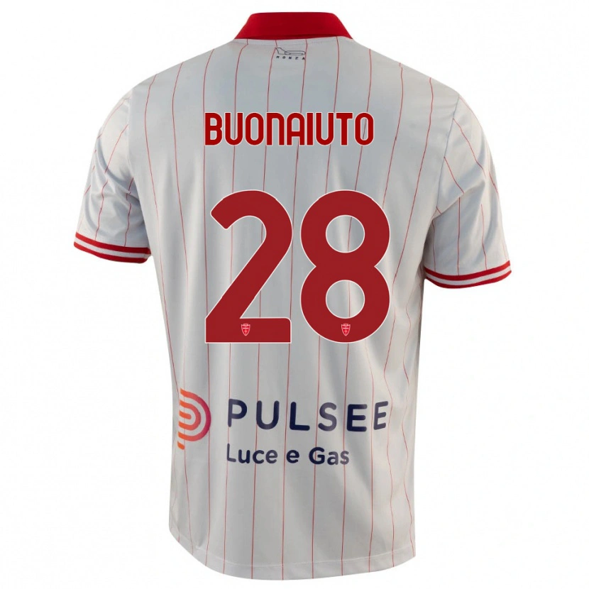 Danxen Bambino Maglia Marco Buonaiuto #28 Bianco Rosso Blu Kit Gara Away 2025/26 Maglietta