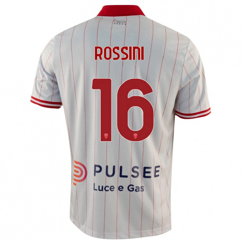 Danxen Bambino Maglia Andrea Rossini #16 Bianco Rosso Blu Kit Gara Away 2025/26 Maglietta