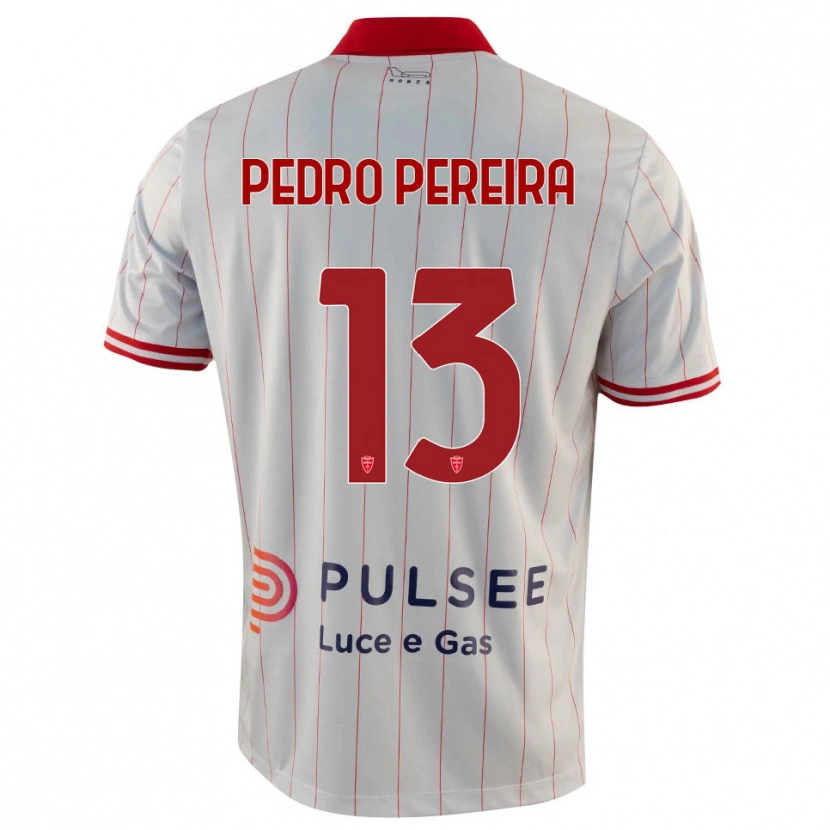 Danxen Bambino Maglia Pedro Pereira #13 Bianco Rosso Blu Kit Gara Away 2025/26 Maglietta