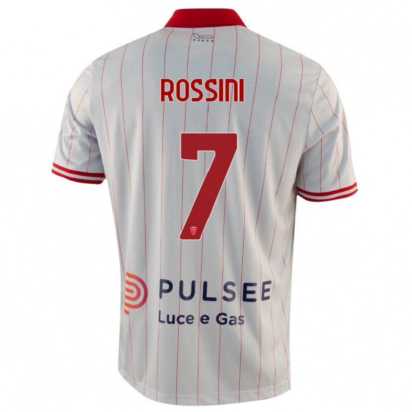 Danxen Bambino Maglia Luca Rossini #7 Bianco Rosso Blu Kit Gara Away 2025/26 Maglietta