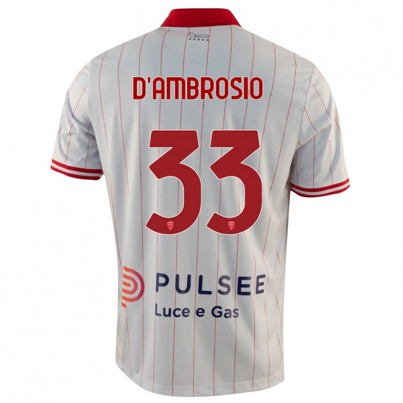 Danxen Bambino Maglia Danilo D'ambrosio #33 Bianco Rosso Blu Kit Gara Away 2025/26 Maglietta