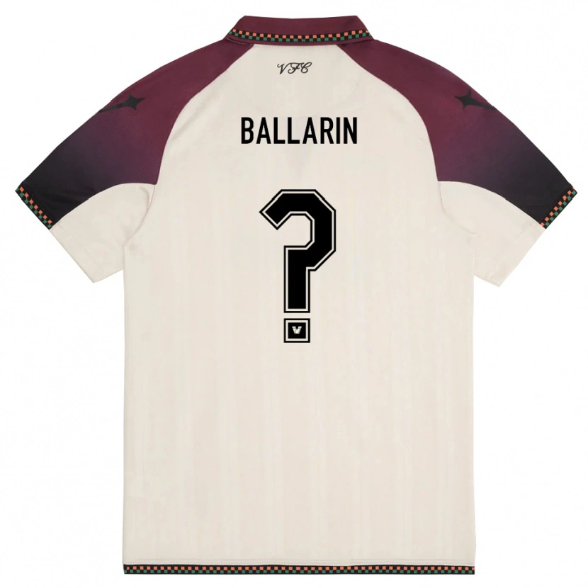 Danxen Bambino Maglia Francesco Ballarin #0 Crema Borgogna Kit Gara Away 2025/26 Maglietta