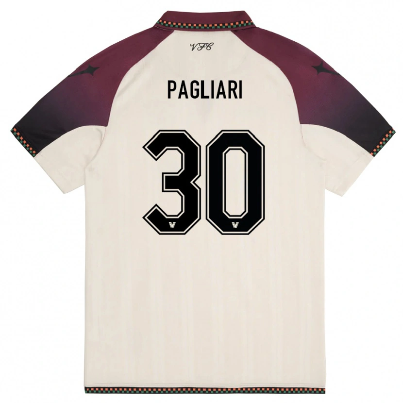Danxen Bambino Maglia Alessandro Pagliari #30 Crema Borgogna Kit Gara Away 2025/26 Maglietta