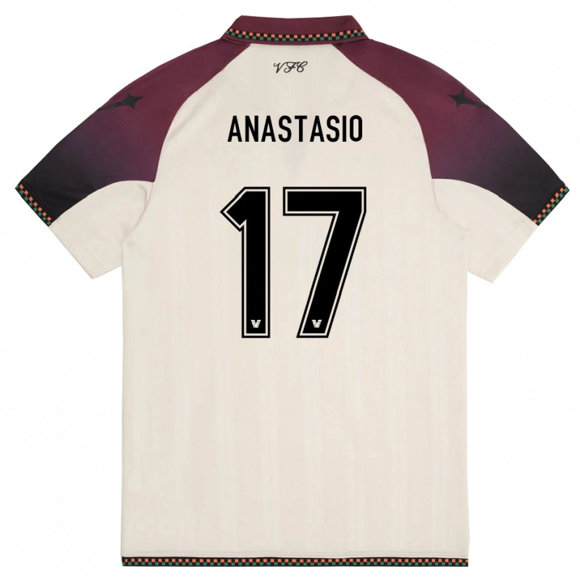 Danxen Bambino Maglia Max Anastasio #17 Crema Borgogna Kit Gara Away 2025/26 Maglietta
