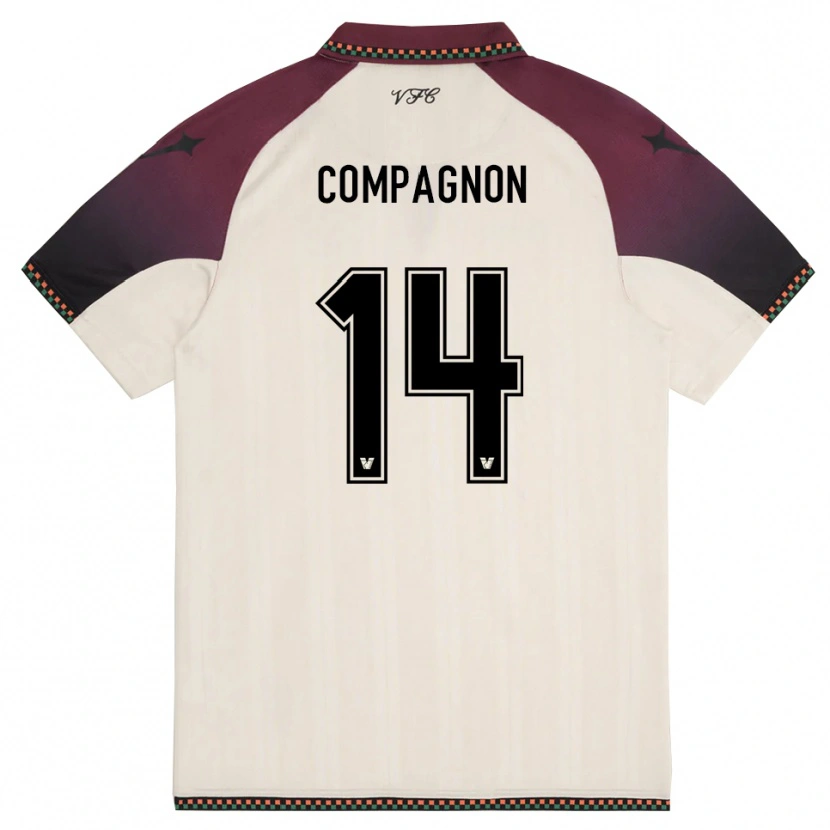 Danxen Bambino Maglia Mattia Compagnon #14 Crema Borgogna Kit Gara Away 2025/26 Maglietta