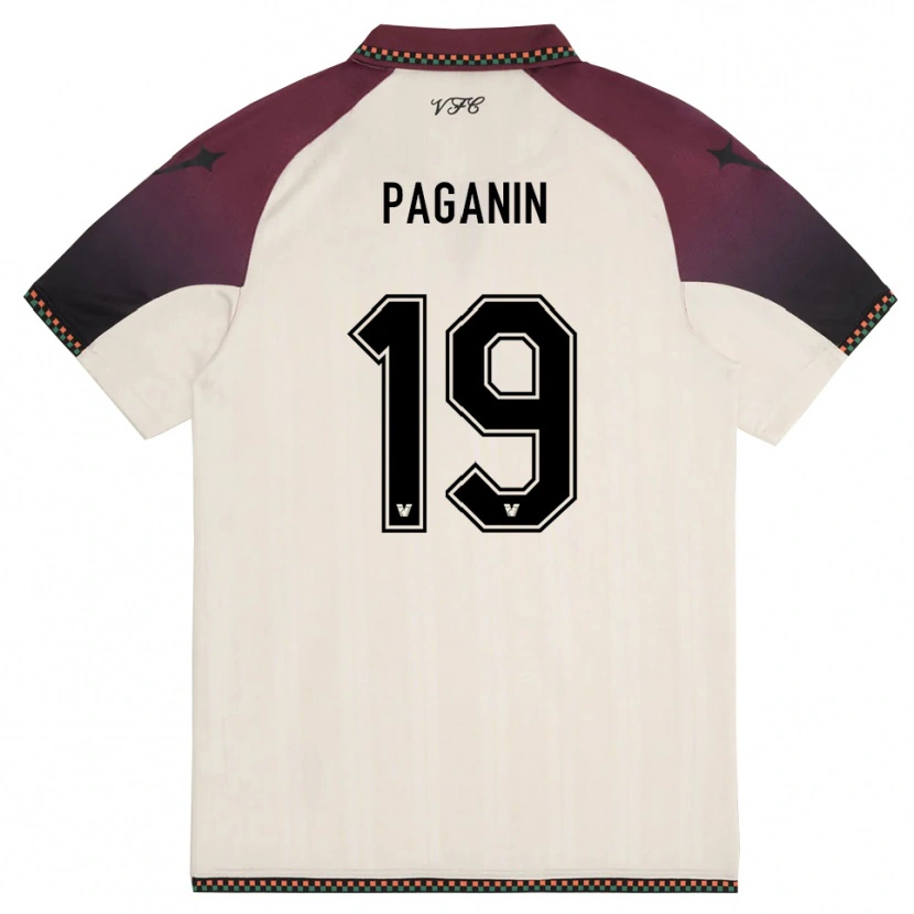 Danxen Bambino Maglia Eros Paganin #19 Crema Borgogna Kit Gara Away 2025/26 Maglietta