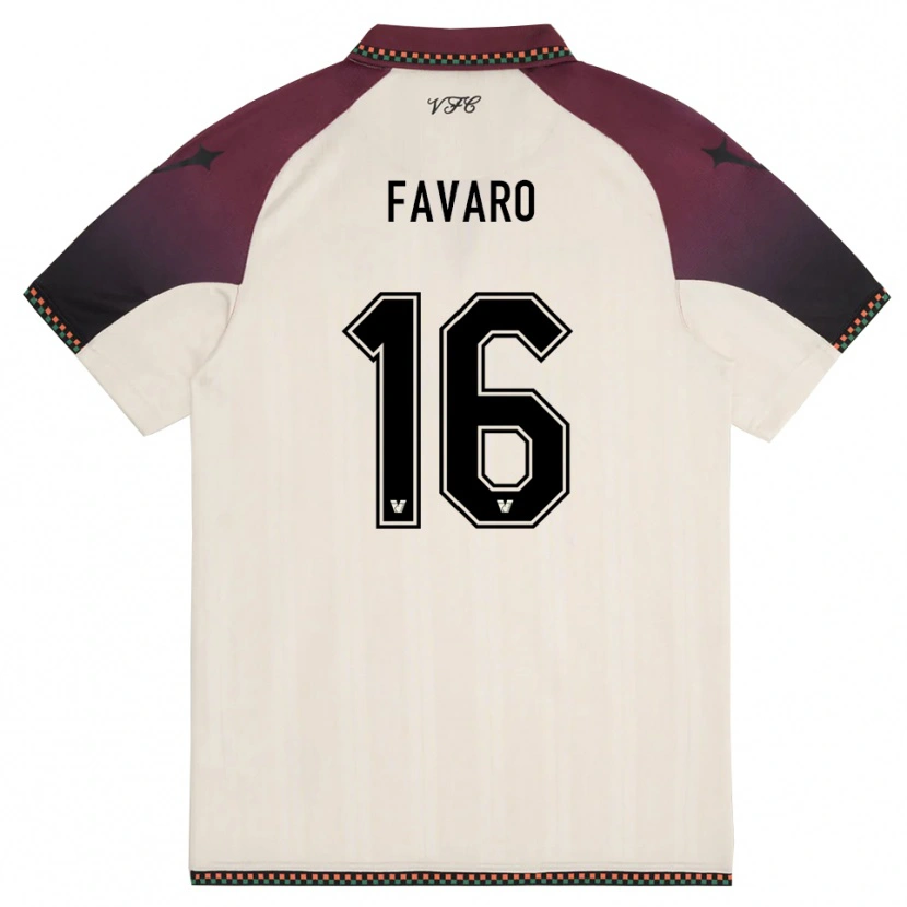 Danxen Bambino Maglia Federico Favaro #16 Crema Borgogna Kit Gara Away 2025/26 Maglietta