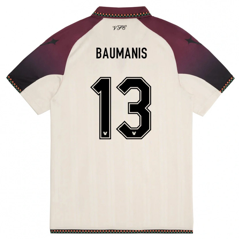 Danxen Bambino Maglia Kristofers Baumanis #13 Crema Borgogna Kit Gara Away 2025/26 Maglietta