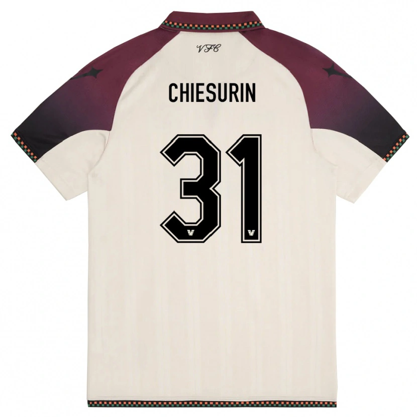 Danxen Bambino Maglia Alberto Chiesurin #31 Crema Borgogna Kit Gara Away 2025/26 Maglietta