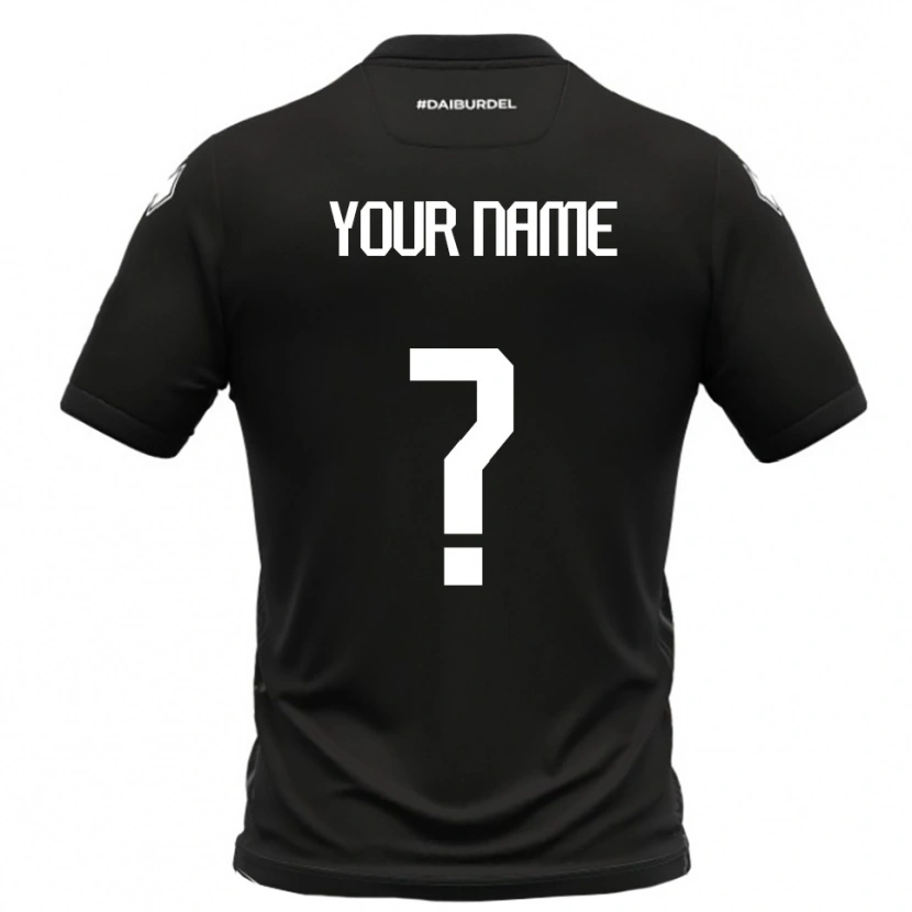 Danxen Bambino Maglia Il Tuo Nome #0 Nero Bianco Kit Gara Away 2025/26 Maglietta