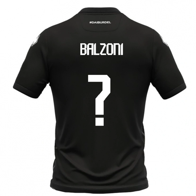 Danxen Bambino Maglia Mattia Balzoni #0 Nero Bianco Kit Gara Away 2025/26 Maglietta