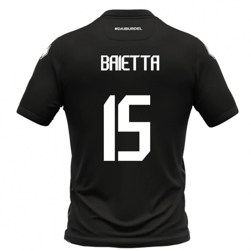 Danxen Bambino Maglia Pietro Baietta #15 Nero Bianco Kit Gara Away 2025/26 Maglietta