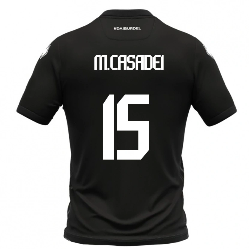 Danxen Bambino Maglia Matteo Casadei #15 Nero Bianco Kit Gara Away 2025/26 Maglietta