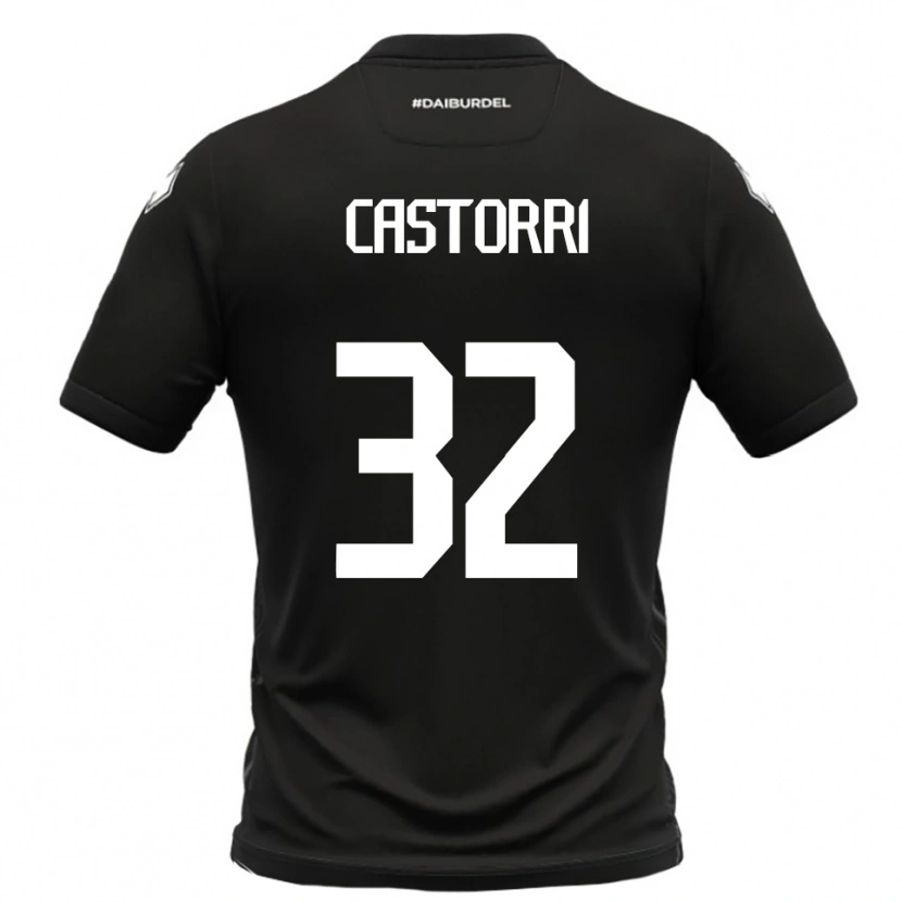 Danxen Bambino Maglia Gianmarco Castorri #32 Nero Bianco Kit Gara Away 2025/26 Maglietta