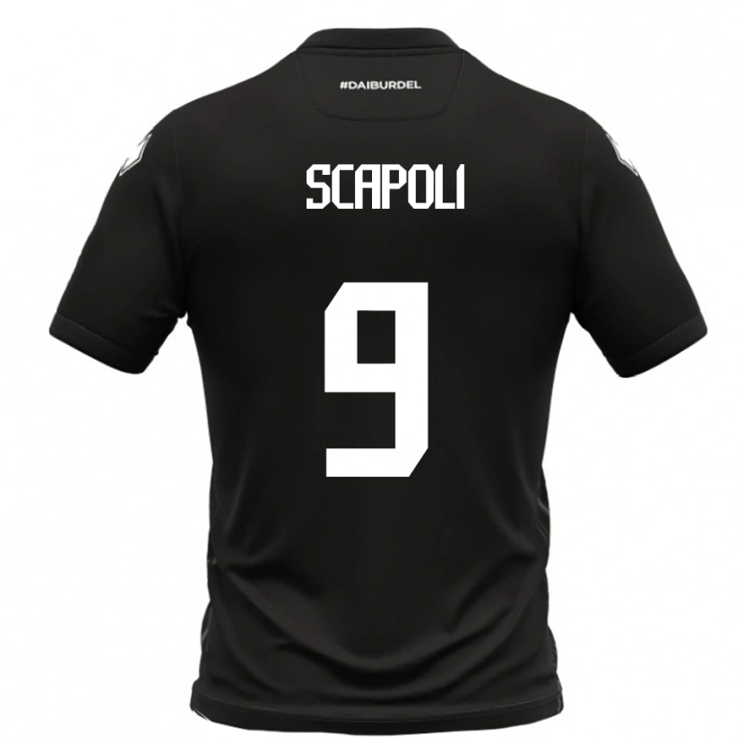 Danxen Bambino Maglia Francesco Scapoli #9 Nero Bianco Kit Gara Away 2025/26 Maglietta