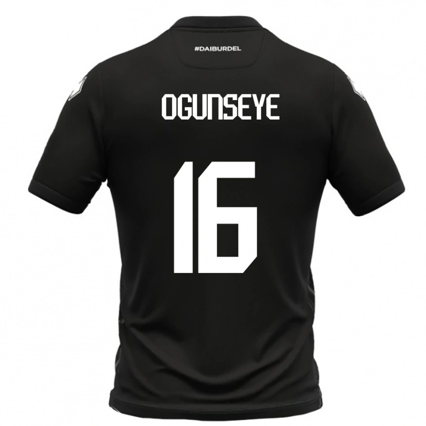 Danxen Bambino Maglia Roberto Ogunseye #16 Nero Bianco Kit Gara Away 2025/26 Maglietta