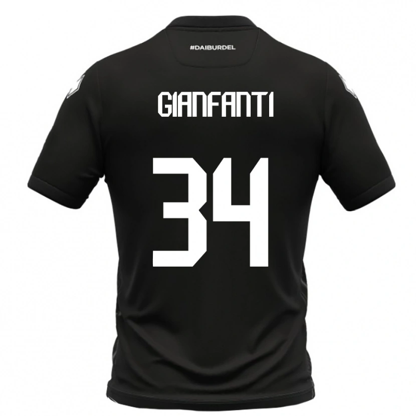 Danxen Bambino Maglia Simone Gianfanti #34 Nero Bianco Kit Gara Away 2025/26 Maglietta