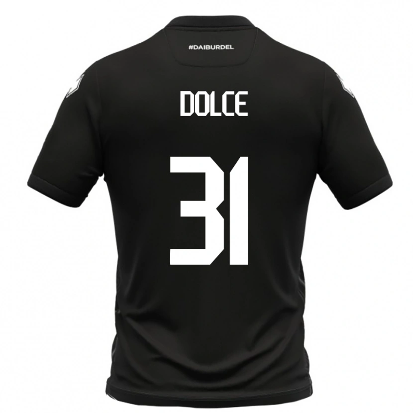 Danxen Bambino Maglia Alessandro Dolce #31 Nero Bianco Kit Gara Away 2025/26 Maglietta