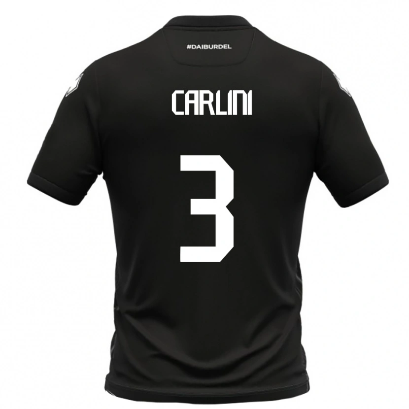 Danxen Bambino Maglia Alessandro Carlini #3 Nero Bianco Kit Gara Away 2025/26 Maglietta