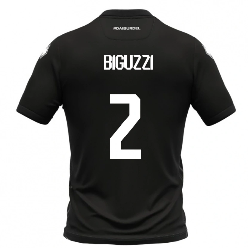 Danxen Bambino Maglia Riccardo Biguzzi #2 Nero Bianco Kit Gara Away 2025/26 Maglietta