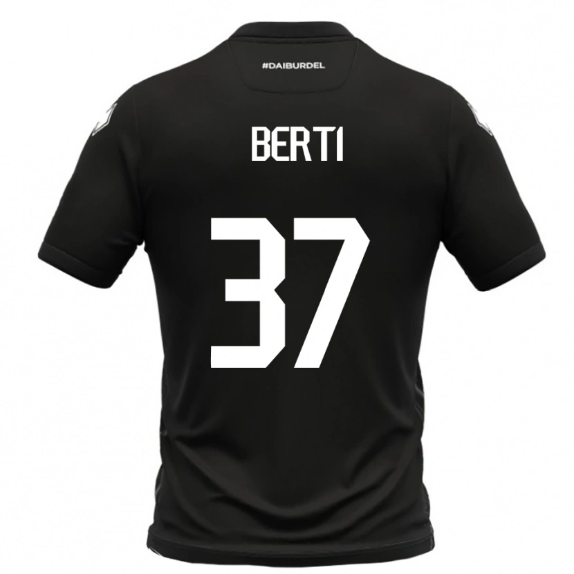 Danxen Bambino Maglia Filippo Berti #37 Nero Bianco Kit Gara Away 2025/26 Maglietta