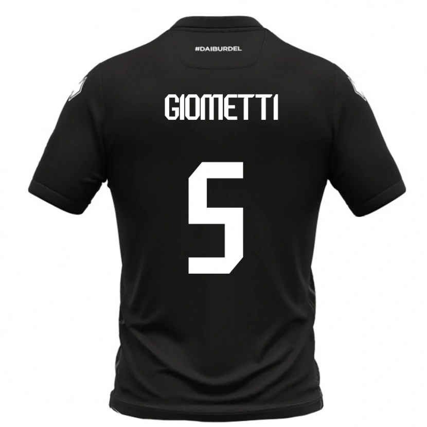 Danxen Bambino Maglia Edoardo Giometti #5 Nero Bianco Kit Gara Away 2025/26 Maglietta