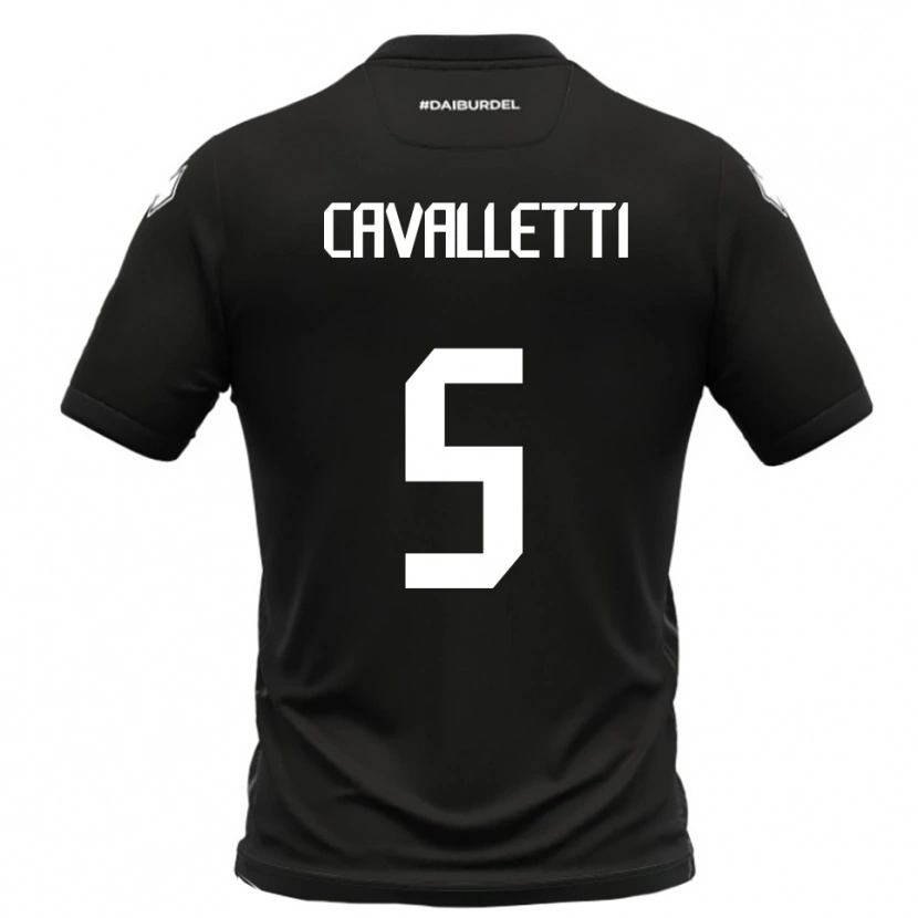 Danxen Bambino Maglia Pietro Cavalletti #5 Nero Bianco Kit Gara Away 2025/26 Maglietta