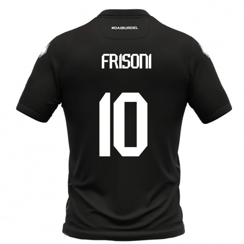 Danxen Bambino Maglia Riccardo Frisoni #10 Nero Bianco Kit Gara Away 2025/26 Maglietta