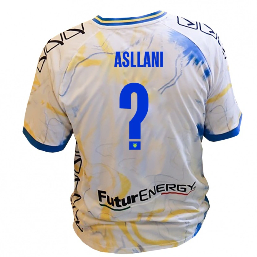Danxen Bambino Maglia Jurgen Asllani #0 Bianco Giallo Blu Kit Gara Away 2025/26 Maglietta