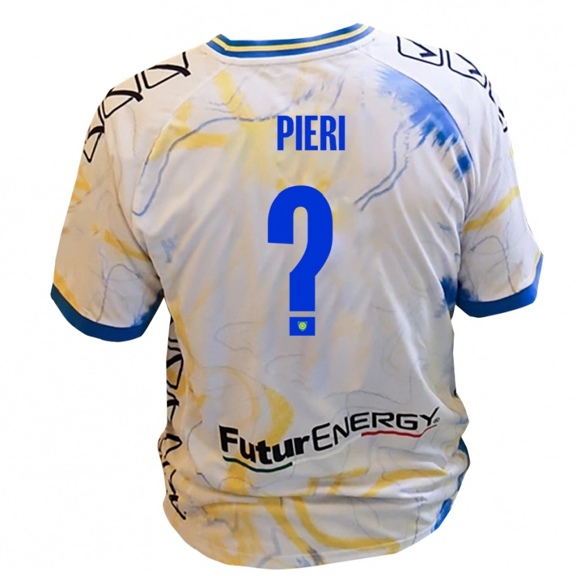 Danxen Bambino Maglia Mattia Pieri #0 Bianco Giallo Blu Kit Gara Away 2025/26 Maglietta