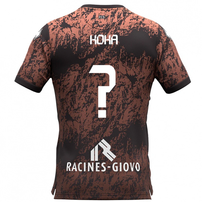 Danxen Bambino Maglia Brian Koka #0 Marrone Nero Kit Gara Away 2025/26 Maglietta