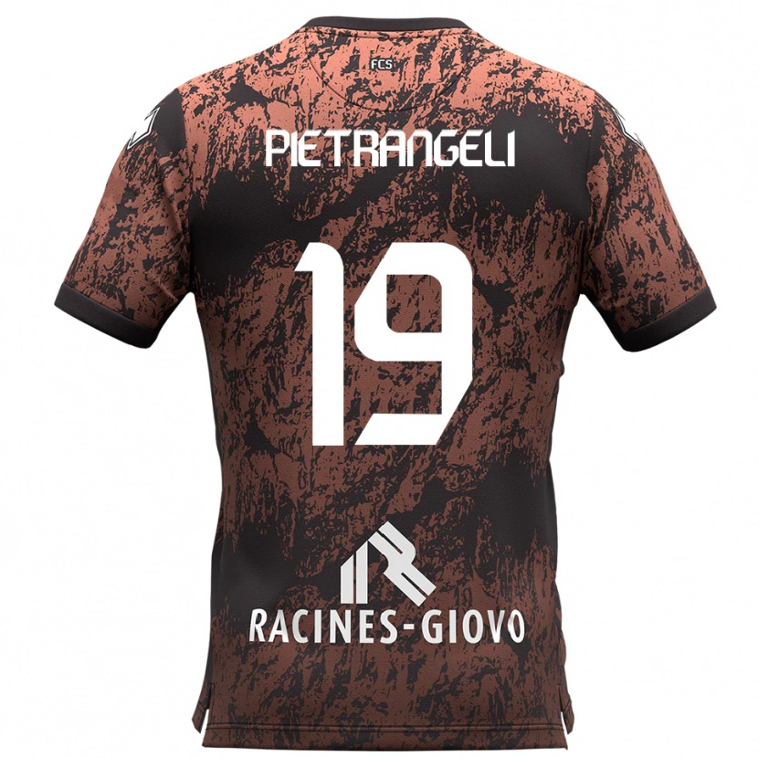 Danxen Bambino Maglia Nicola Pietrangeli #19 Marrone Nero Kit Gara Away 2025/26 Maglietta