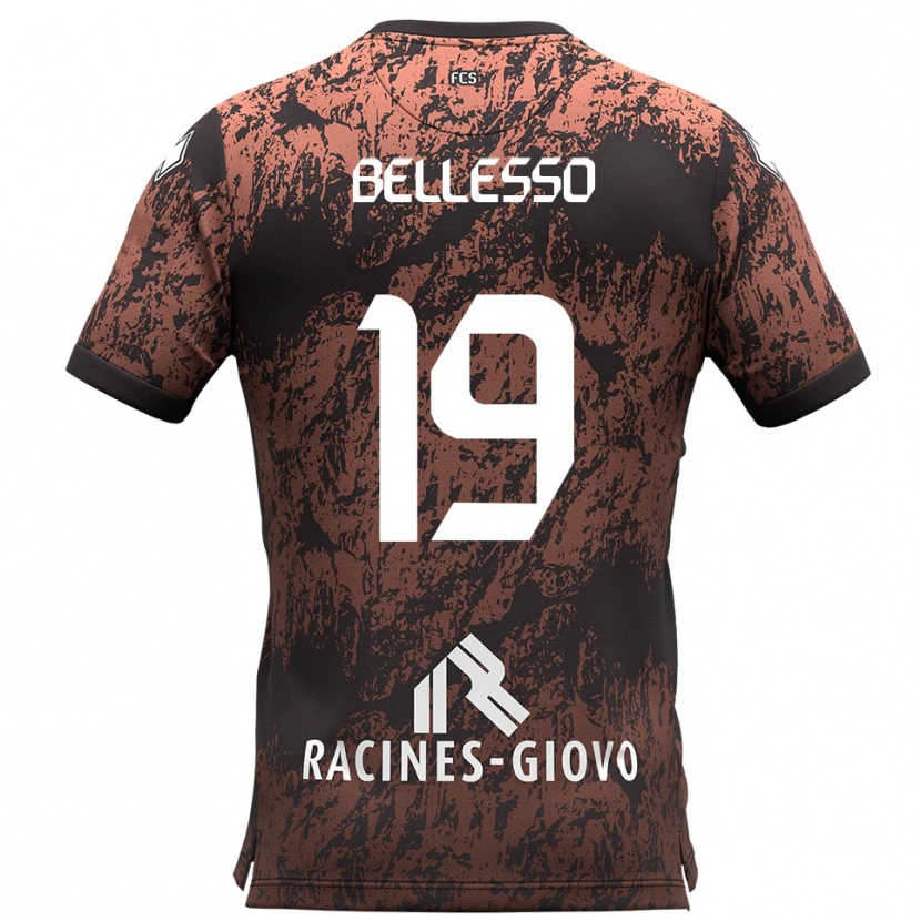 Danxen Bambino Maglia Daniele Bellesso #19 Marrone Nero Kit Gara Away 2025/26 Maglietta