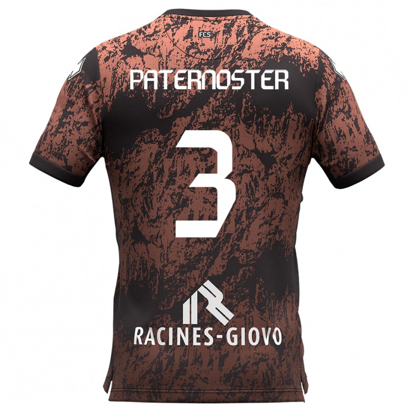 Danxen Bambino Maglia Ivan Paternoster #3 Marrone Nero Kit Gara Away 2025/26 Maglietta