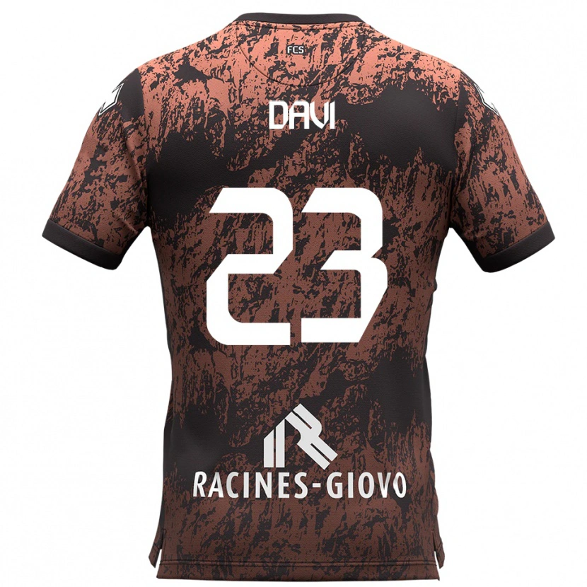 Danxen Bambino Maglia Federico Davi #23 Marrone Nero Kit Gara Away 2025/26 Maglietta