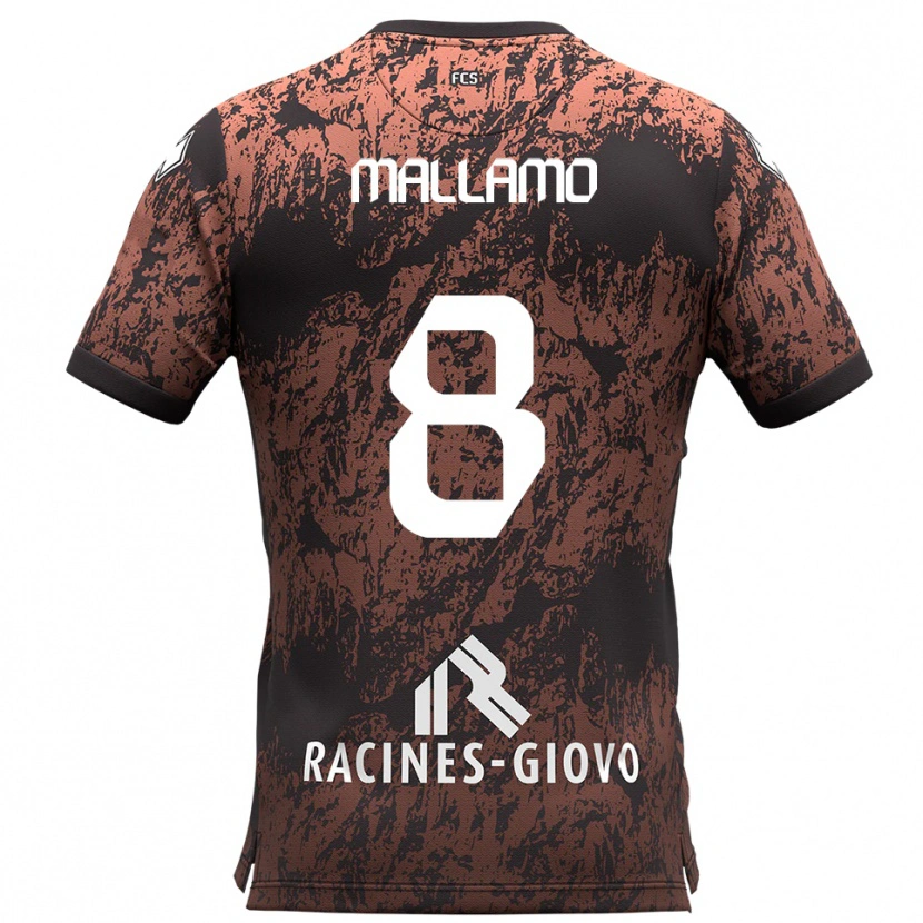 Danxen Bambino Maglia Alessandro Mallamo #8 Marrone Nero Kit Gara Away 2025/26 Maglietta